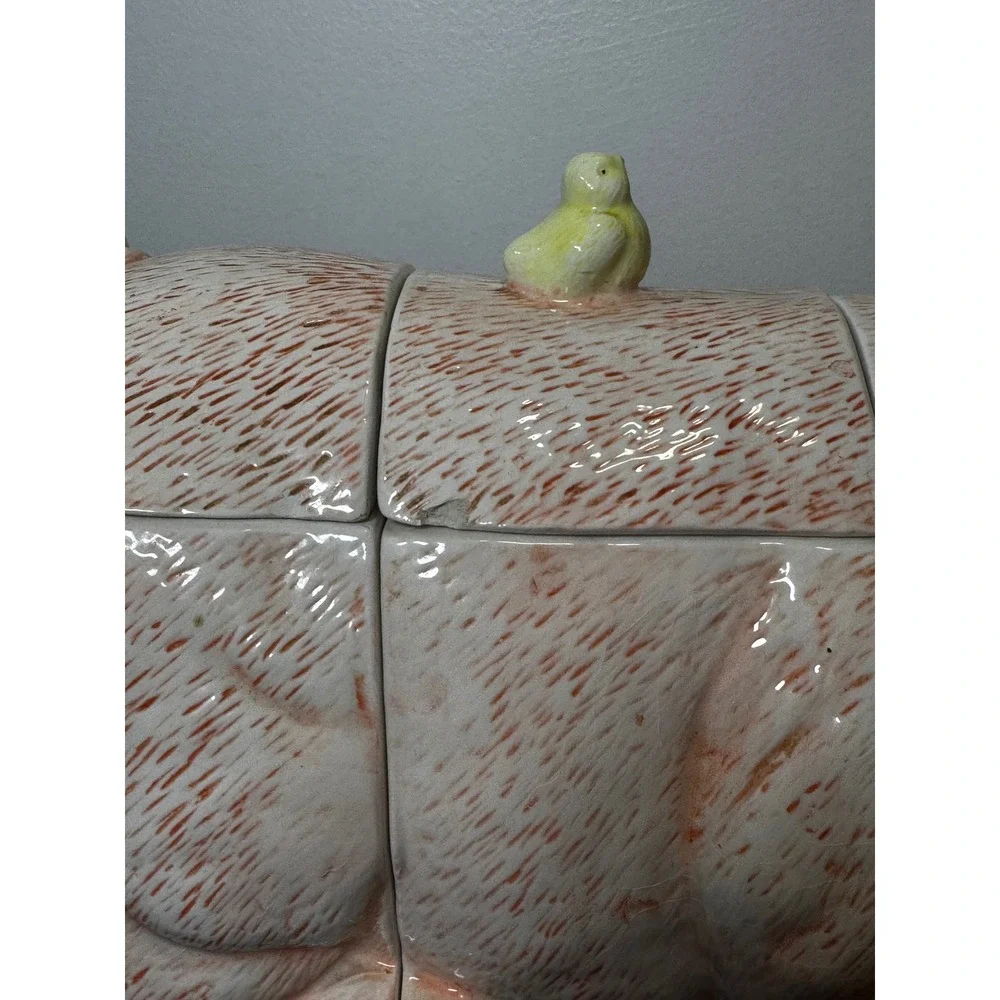 Vintage Pig Cookie Jar Oversized 3 Piece Ceramic Farmhouse Kitchen Decor Hen‎